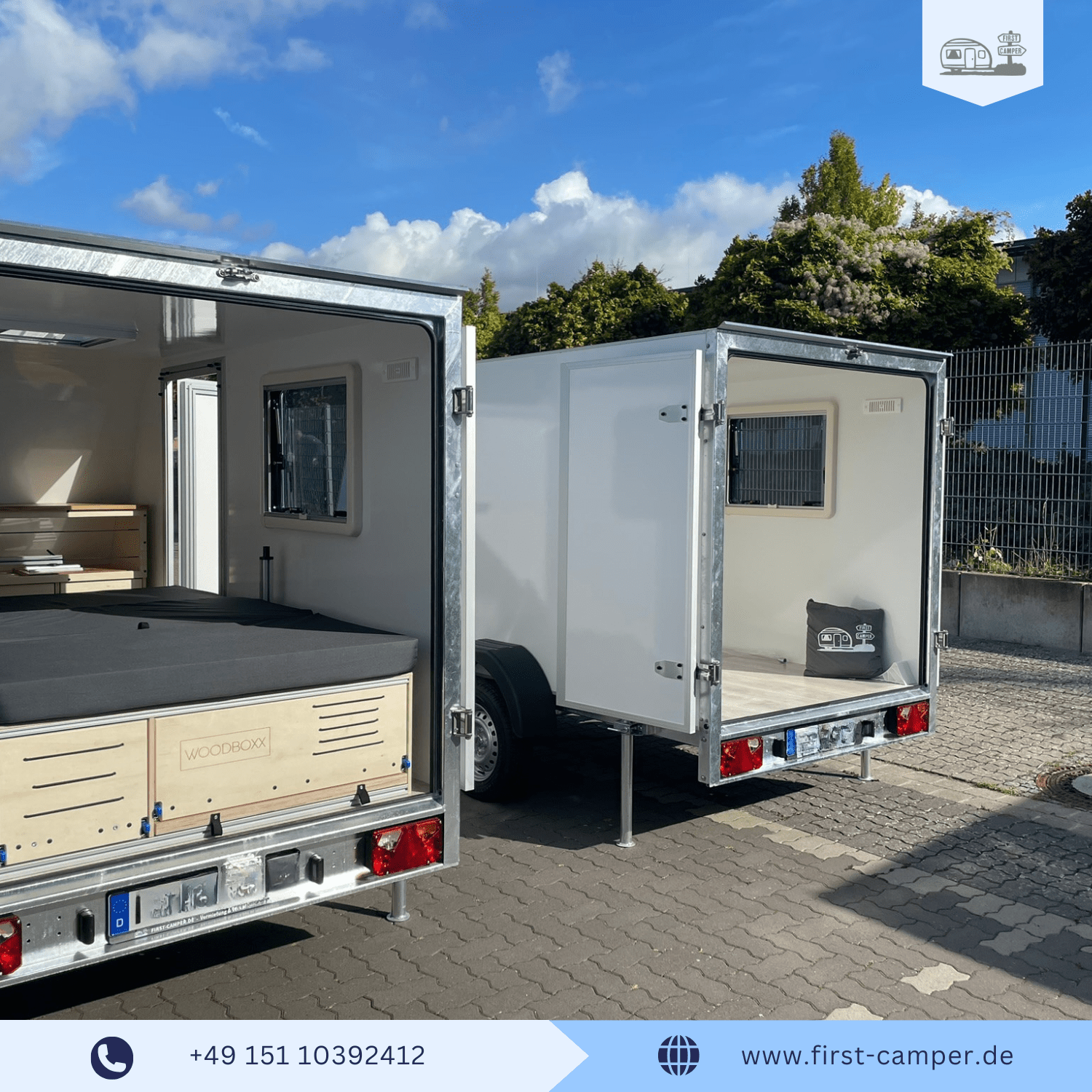 Miniwohnwagen 750 kg Anhänger Low Wing mit WOODBOXX Ausbau – leichter Wohnwagen mit flexibler Nutzung