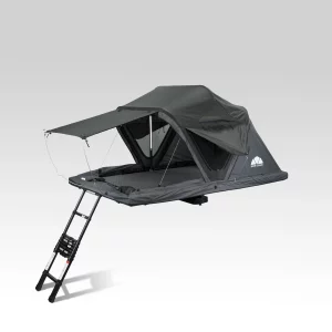 Roof Space 2 Dachzelt geöffnet nach vorne auf Anhänger oder Auto, stabil und wetterfest.