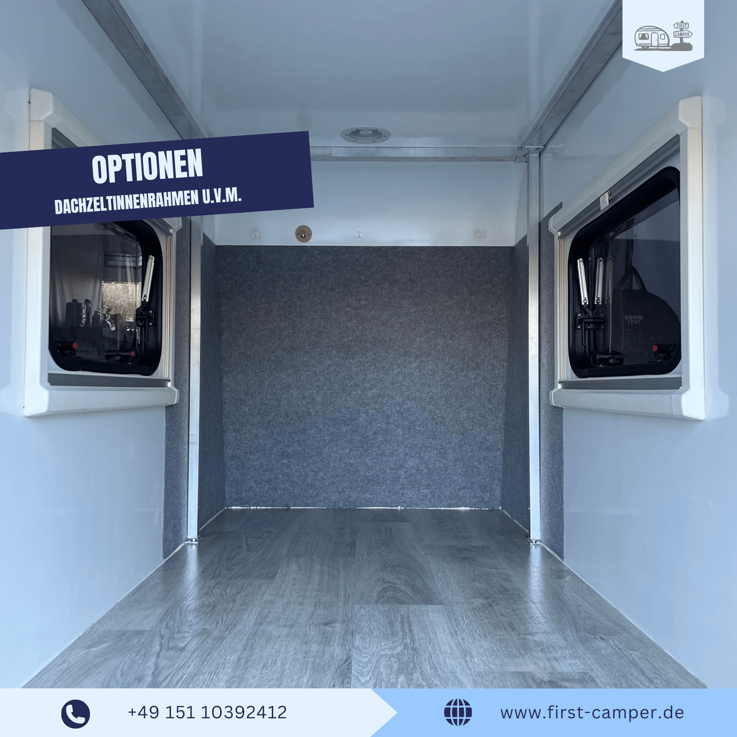 Micro Camper – kompakter Mini Wohnwagen - mit extra designten Innenrahmen für die Aufnahme eines Dachzeltes