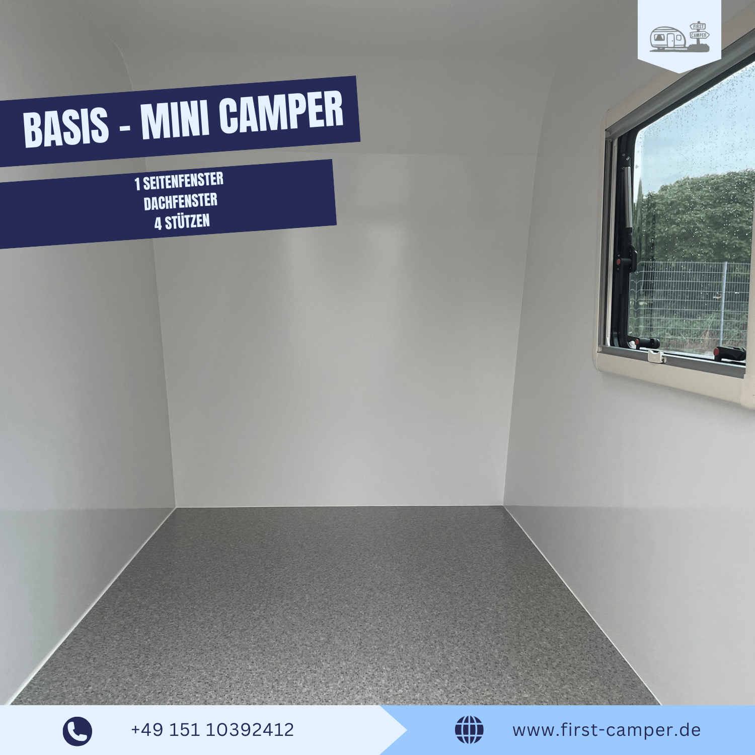 Seiten- und Dachfenster im Mini Wohnwagen für Licht und Belüftung